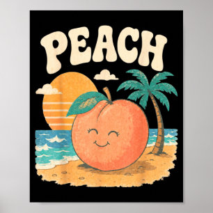 Pfirsich Strand Sommer Retro Süße Frucht Sonnenunt Poster