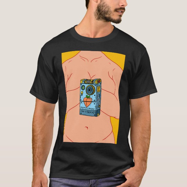 Pfirsich Telefon. Fett ist sexy. Funny Handy Poste T-Shirt (Vorderseite)
