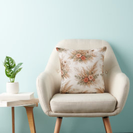 Pfirsich-Terrakotta-Boho-Pampas-Strauß Kissen