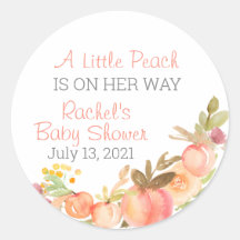 Pfirsich-Themen-Baby-Shower-Gunstaufkleber