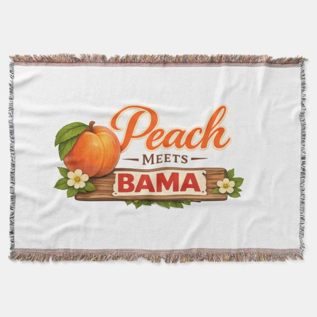 Pfirsich trifft Bama Gewebte Wurfdecke | Southern  Decke (Vorderseite)