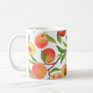 Pfirsich-Tropenfrucht-Vintage-Muster. Kaffeetasse