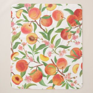 Pfirsich-Tropenfrucht-Vintage-Muster. Sherpadecke