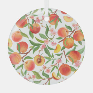 Pfirsich Tropicales Frucht Vintage-Muster. Ornament Aus Glas