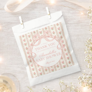Pfirsich- und Beige-Fancy-Floral-Baby-Shower-Desse Geschenktütchen