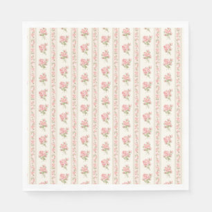 Pfirsich und Beige Vintage Fancy Florale Party-Des Serviette