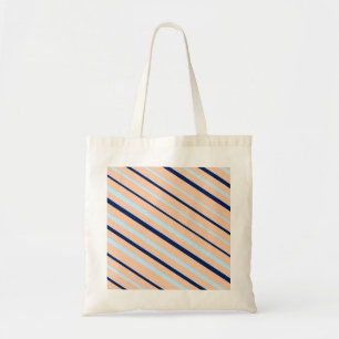 Pfirsich und Blau diagonal gestreift Tragetasche