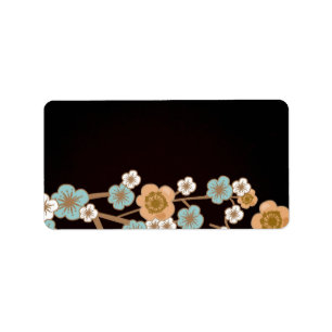 Pfirsich und blauer Aufkleber Kirschblütes Avery Adressaufkleber