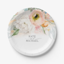 Pfirsich und Blush Pink Blues Hochzeit Pappteller