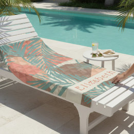 Pfirsich und braunes tropisches Handtuch