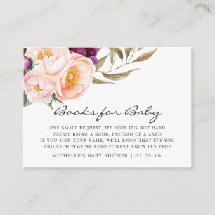 Pfirsich- und Burgunder-Blumen-Baby-Shower-Buch-An Begleitkarte