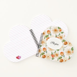 Pfirsich- und Creme Blumen Elegantes Notizbuch-Cov Notizbuch