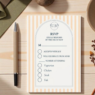 Pfirsich- und Creme-gestreifte Hochzeit RSVP Karte