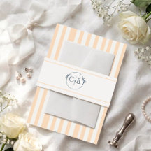 Pfirsich- und Creme-gestreifte Monogramm-Hochzeit