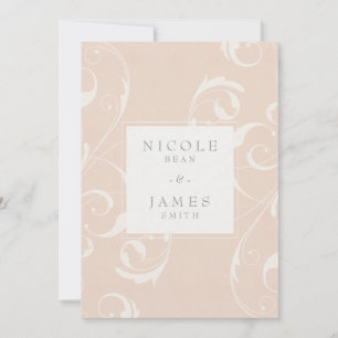 Pfirsich- und cremige weiße florale elegante Hochz Einladung