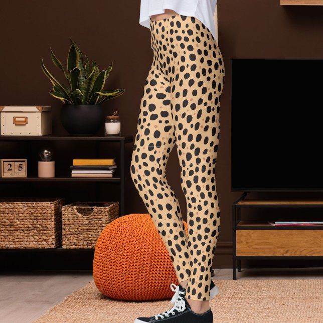 Pfirsich- und dunkelbraunes Safari-Leopardenmuster Leggings (Von Creator hochgeladen)