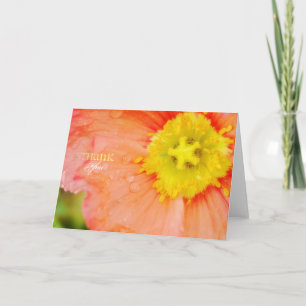Pfirsich und gelbe Mohnblume danken Ihnen zu Dankeskarte