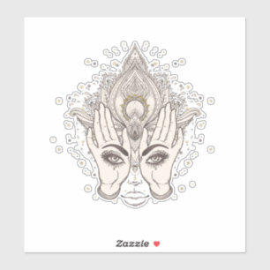 Pfirsich- und Gold Boho Lotus-Blumen-Schönheit Aufkleber