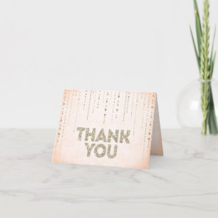 Pfirsich- und Gold-Glitter-Dankeskarten-Design Dankeskarte