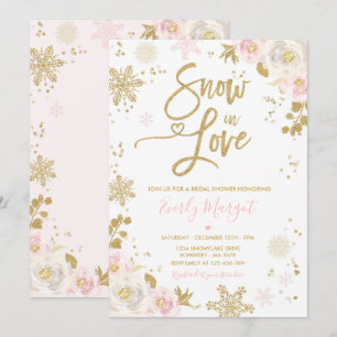 Pfirsich und Gold Winterschnee im Brautparty in de Einladung