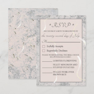 Pfirsich- und graue Marmor-Monogramm-RSVP-Karte RSVP Karte