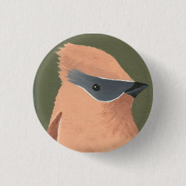 Pfirsich und grauer Vogel Button