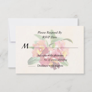 Pfirsich- und Krimson-Cattleya-Orchideen RSVP Karte