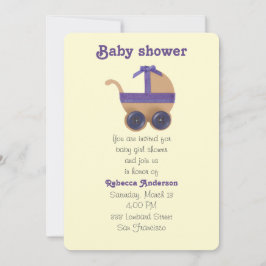 Pfirsich und lila Babywanne mit Babydusche Einladung