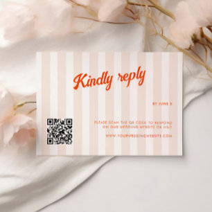 Pfirsich und Mandarine Striped Retro Hochzeit RSVP Karte