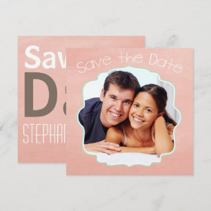 Pfirsich- und Minzfotos Moderne Save-the-Date-Kart Save The Date