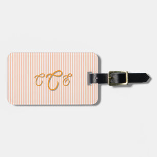 Pfirsich- und orange gestreiftes Monogramm Gepäckanhänger
