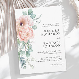 Pfirsich und Pink Watercolor Blumenzehen Einladung