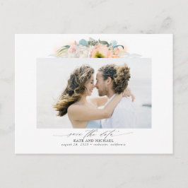 Pfirsich und rosa Blume Save the Date Foto Ankündigungspostkarte