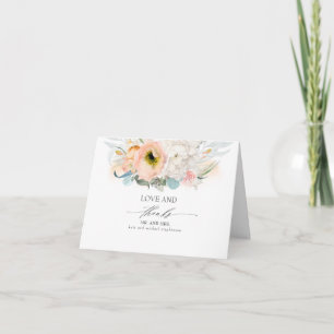 Pfirsich- und rosa Blumen-Hochzeit-Dankeschön Dankeskarte