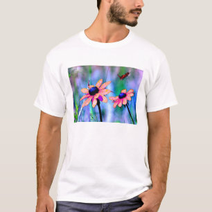 Pfirsich und rosa Blumen T-Shirt