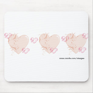 Pfirsich und rosa Herzen Mousepad