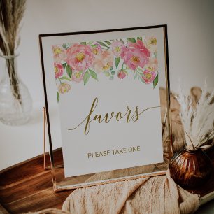 Pfirsich- und rosa Pfingstrosen-Blumen-Gunstbeweis Poster