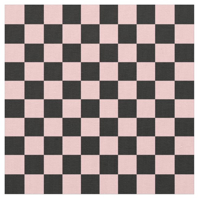 Pfirsich und schwarzes Schachbrettmuster Stoff (Nahaufnahme)