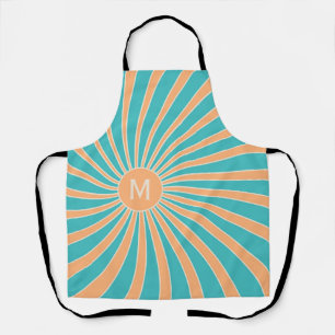 Pfirsich- und Türkis-Retro-Sonnenburst-Design Schürze