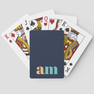Pfirsich und türkisches elegantes Monogramm-Design Spielkarten
