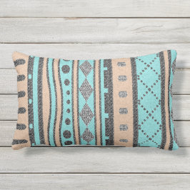 Pfirsich und türkisfarbenes Stammmuster Lendenkissen