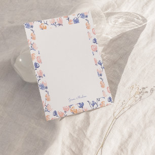Pfirsich- und violette Blumen-Personalisierte-Flat Einladung