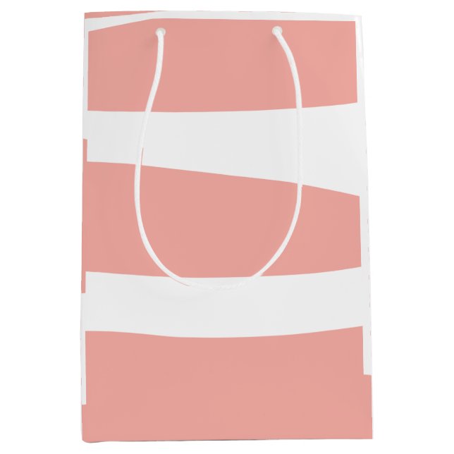 Pfirsich und Weiß Abstrakt Mittlere Geschenktüte (Vorderseite)