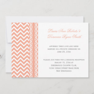 Pfirsich- und Weiß-Chevron-Spitze nur für die Trau Einladung