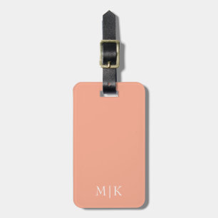 Pfirsich und Weiß   Modernes Monogramm Gepäckanhänger