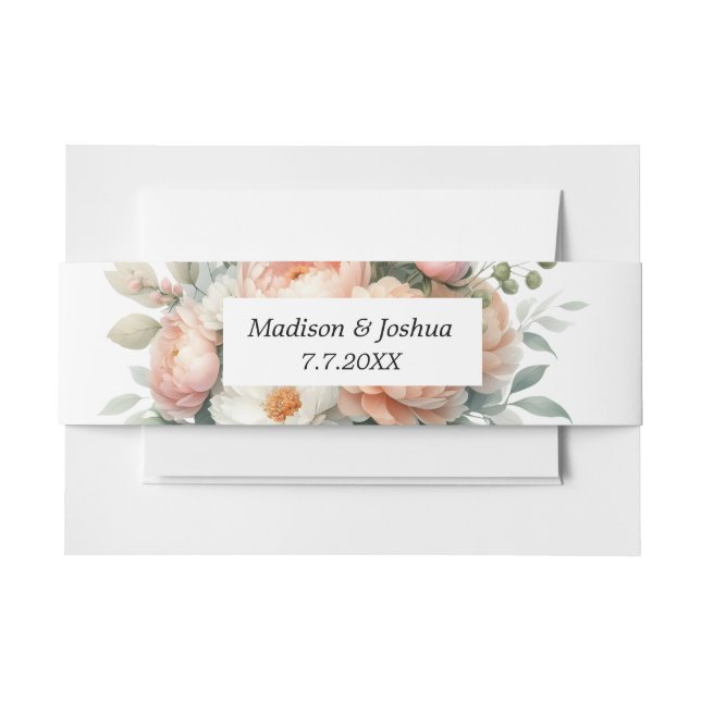 Pfirsich und Weiße Blüte Einladungsbanderole (Vorderseite Beispiel)