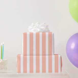 Pfirsich- und weiße vertikale Streifen-Geschenkpap Geschenkpapier