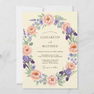 Pfirsich Üppige Botanische Hochzeit Einladung