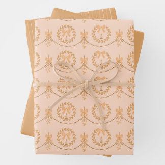 Pfirsich-Victorian-Mistelzweig-und-Krankengirlande Geschenkpapier Set