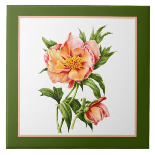 Pfirsich Vintage-Blumendekor Fliese